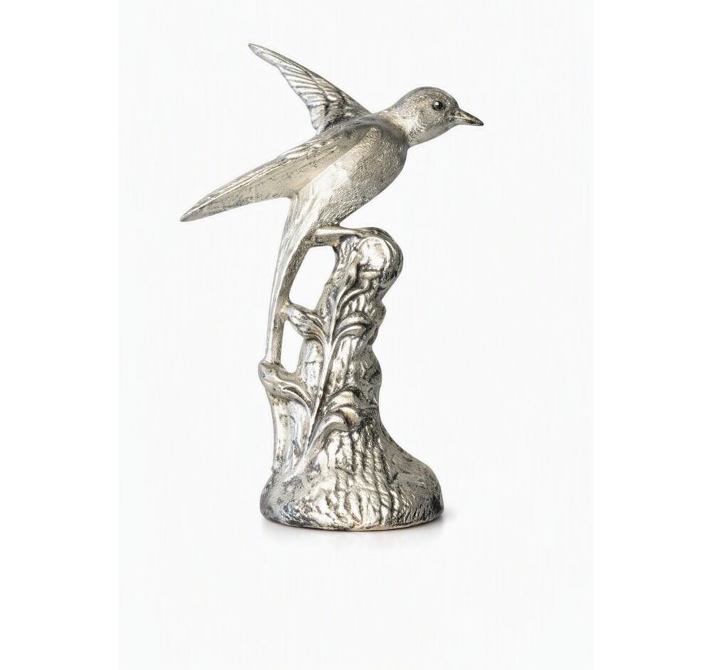 Silver Metal Cast Swallow Bird Sculpture Elegant Flight Design Art Nouveau
